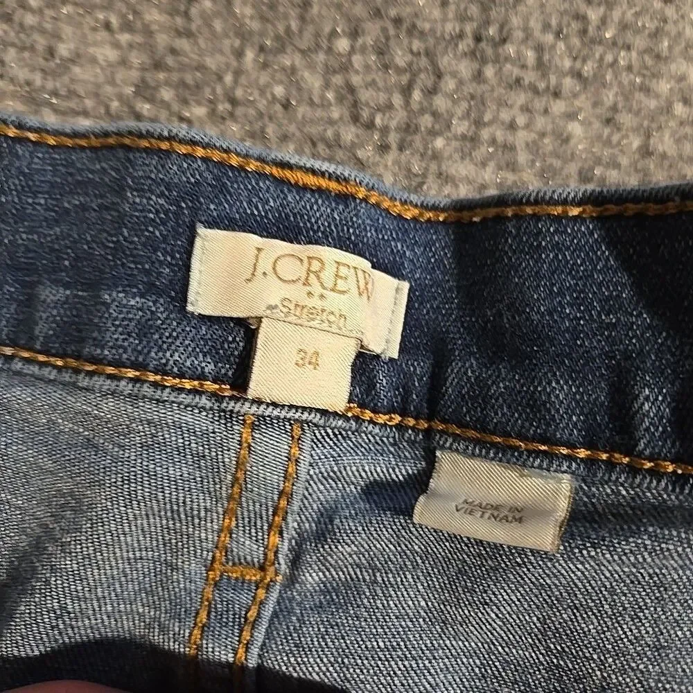 J Crew Denim Jeans Mens 34 Blue Stretch Straight Distressed Casual Pockets